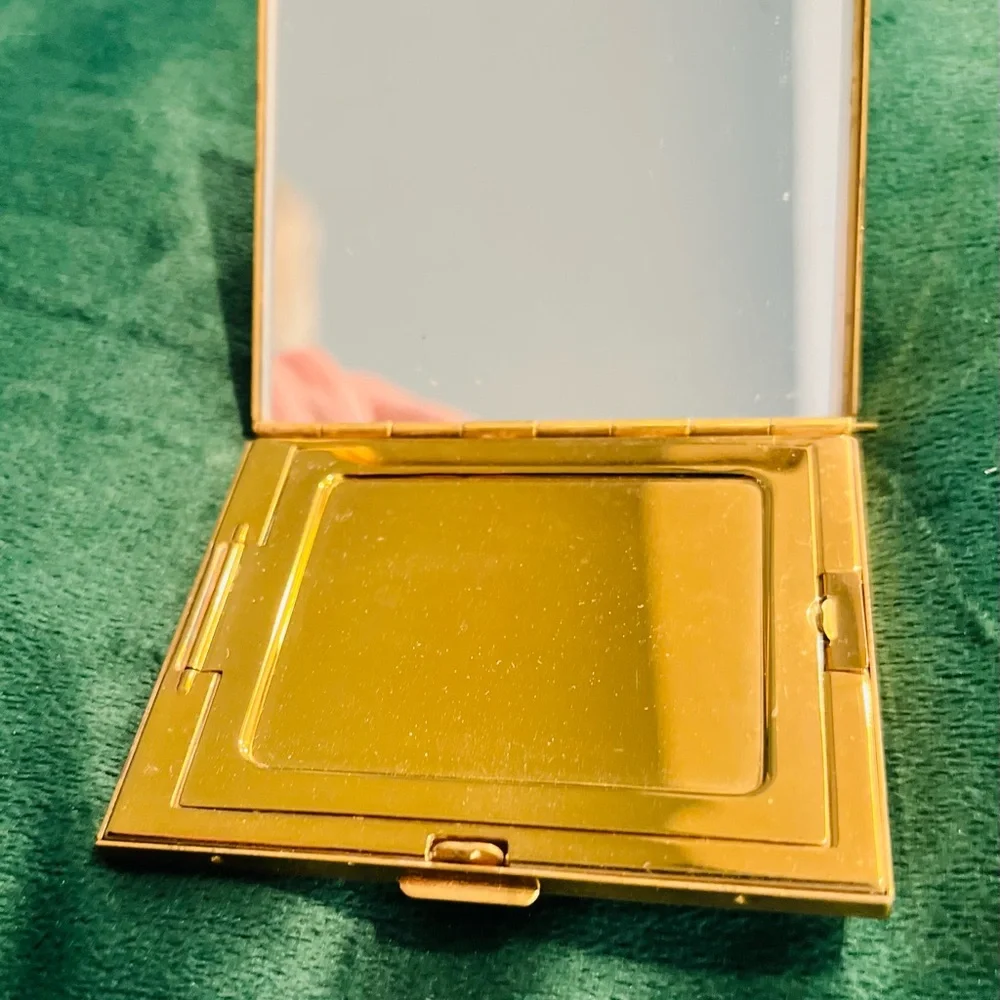 Vintage Saks Fifth Ave Compact Mid Century Aurora Borealis Crystals & Pearls